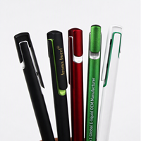 Pulpen Plastik Retractable Klip Lebar 1.0mm Logo Dua Warna Trim Klip Custom Cetak Promosi Hadiah Grosir