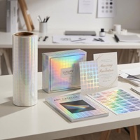 Film Laminasi Termal BOPP Efek Pelangi Grid Holografik Jenis Plastik untuk Aplikasi Pencetakan Digital