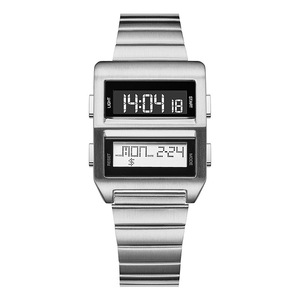 Montre Sportive Y2K Rétro Carrée Multifonctionnelle Tendance avec <span class=keywords><strong>Calendrier</strong></span> Numérique, Chronographe, Lumineuse, Étanche et Bracelet en Acier 36mm – Vente en Gros - Product Image 5