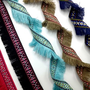 Tùy Chỉnh Bền Đầy Màu Sắc Hai Mặt Jacquard Băng 100% Polypropylene Tua Jacquard Vải - Product Image 5