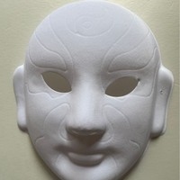 Embryon blanc flocage bricolage peint à la main Graffiti opéra de pékin masque facial lignes en relief pas de lignes de crochet gratuit corde couleur masques de fête