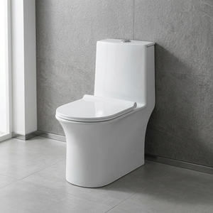 WC monobloc en céramique blanche avec réservoir encastré, double chasse, siphon en S, sanitaires modernes pour salle de bain extérieure - Product Image 2