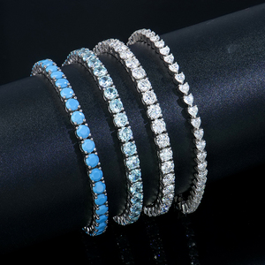Pulsera de tenis de plata 925 con circonitas cúbicas (CZ) y moissanita, de 3mm, 4mm, 5mm, con gemas VVS blancas y azules, para mujer, joyería fina - Product Image 2