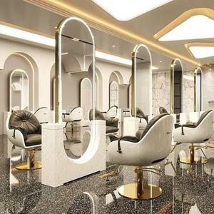 Estación de Muebles de Alta Calidad <span class=keywords><strong>para</strong></span> Barbería, Peluquería, Baño, Belleza y Hotel <span class=keywords><strong>con</strong></span> Espejo Redondo de Salón - Product Image 5