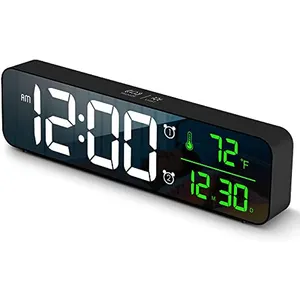 Jam meja elektronik Digital, jam meja Snooze LED, Jam Alarm dinding, tampilan suhu besar, jam meja elektronik