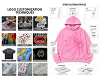 Sweat à capuche unisexe surdimensionné à imprimé toile d'araignée, 100% coton, lourd, streetwear, pull personnalisé avec logo, sweat à capuche décontracté
