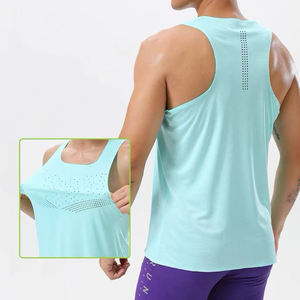 Débardeur de sport sans manches en polyester à séchage rapide, avec impression par sublimation de logo personnalisé, maille sans couture pour la course et l'entraînement - Product Image 2