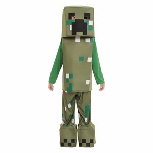 Disfraz de Minecraft Creeper para niños, disfraz de cosplay para fiesta de Halloween, actuación en escenario, diseño de píxeles verdes - Product Image 5