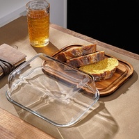 Pot à beurre en bambou avec couvercle en verre, boîte à beurre rectangulaire, récipient à fromage pour le rangement en cuisine