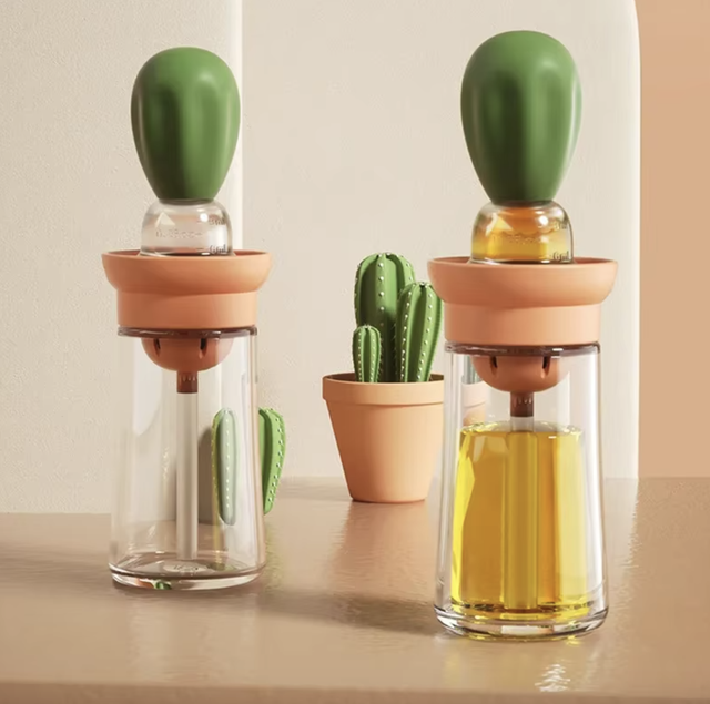 2 in 1 Square 180ml Olive Oil Dispenser and Silicone Oil Brush Glass Cooking Grill Spray Bottle Minimum Order 2pcs