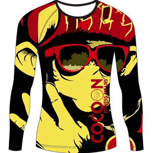 Cocoon Wholesale Men's Apparel Muscle Slim Fit Long Sleeve monkey art sublimation <b>Compression</b> <b>Shirt</b> fitness - Product Image 1