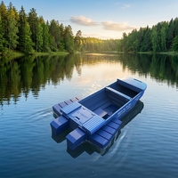Bateau pliable modulaire en LDPE léger, transportable sur le toit de la voiture, épaissi et renforcé, écologique et recyclable, grand espace de rangement pour équipement de pêche
