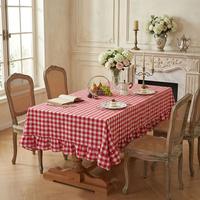 Nappe à volants en coton gingham 100 % DUOLAI, couverture de table à bords festonnés à carreaux pour la maison, la cuisine, les mariages et les fêtes