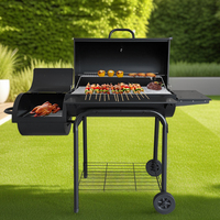 BBQ de style moderne extérieur professionnel et fumeur Combo Iron Barrel Grill Smoker avec Pellet & Wood Premium Powder Coated