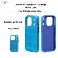 Étui de téléphone de luxe en cuir texturé rose poudré avec protection intégrale, design gaufré, antichoc magnétique pour 18 Pro