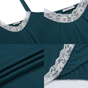 Pizzo Splicing O collo <span class=keywords><strong>camicia</strong></span> da <span class=keywords><strong>notte</strong></span> femminile Casual confortevole vestiti per la casa pigiameria donna camicie da <span class=keywords><strong>notte</strong></span> pigiama vestito Spaghetti Strap - Product Image 6
