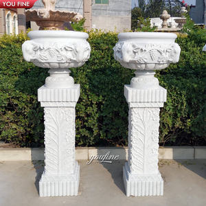 Vase en pierre sculpté à la main, grand et antique, pour l'extérieur, <span class=keywords><strong>pot</strong></span> de fleurs de jardin, vente chaude, jardinière - Product Image 3