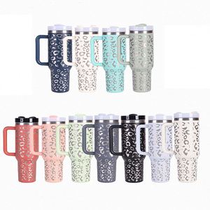 Vaso Térmico para Auto de 40 oz con Logotipo Personalizado OEM al por Mayor, Vaso de Acero Inoxidable al Vacío con Asa, Diseño de Leopardo, para Fiestas, Deportes y Fitness - Product Image 3