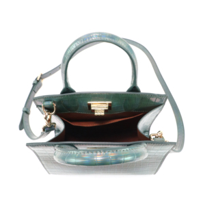 Women PU Leather Texture Handbag Metallic Top Handle Bag Small Shoulder Purse For Daily Party Use - Product Image 5