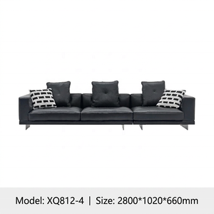 Ensemble de canapés en cuir minimaliste italien moderne, canapé sectionnel de luxe, mousse haute densité, meubles de salon, cuir microfibre - Product Image 2