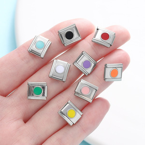 Round Dot Modular Charm Link | 18K PVD Stainless Steel Square Italian <b>Bracelet</b> <b>Bead</b> for DIY Jewelry <b>Making</b> Accessories - Product Image 4