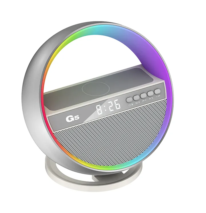 G5 portátil sem fio música alto-falante RGB Bluetooth Conectividade Mini TWS Carregador sem fio Relógio de alarme rádio-para uso em escritório doméstico