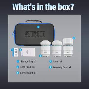 مجموعة عدسات تركيز تلقائي SIRUI للقناص، 23مم، 33مم، 56مم، F1.2 زاوية واسعة عدسات كاميرا APS-C (جبل E، أبيض) - Product Image 5