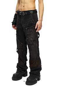 Jeans en denim pour hommes de haute qualité 2026, coupe évasée, délavé noir, déchiré, patchwork, streetwear, Y2K, OEM ODM, coton - Product Image 3