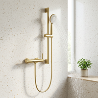 Ensemble de douche de luxe en laiton doré pour salle de bain, avec robinet cascade à levier simple, pour eau froide et chaude