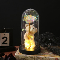 Lampe en plastique à fleurs éternelles, rose artificielle, cadeau créatif, décoration, fête, Saint-Valentin