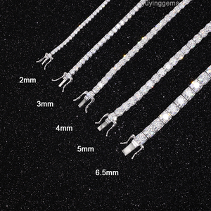 Collier tennis unisexe en argent sterling 925 plaqué or avec diamants moissanite VVS, sertis griffe, passe le testeur de diamants - Product Image 3