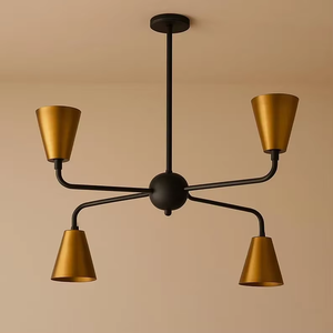 Lustre Sputnik vintage en laiton à 4 bras, style Kalmar, luminaire suspendu moderne pour la maison et le bureau, LED à intensité variable - Product Image 3