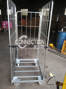Fabrieksgecustomizeerde verzinkte inklapbare logistieke draagbare verplaatsbare metalen rolbeveiligingsstapelbare magazijnkooi-trolley - Product Image 5