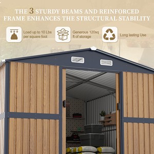 Abri <span class=keywords><strong>de</strong></span> jardin en métal galvanisé en aluminium 12*10FT le plus populaire, écologique, avec fenêtre transparente et portes latérales doubles pour le jardin - Product Image 4