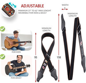 Venta al por mayor correa de guitarra longitud ajustable, correa de material de algodón puro con una ranura para tarjeta para clavijas de afinación - Product Image 6