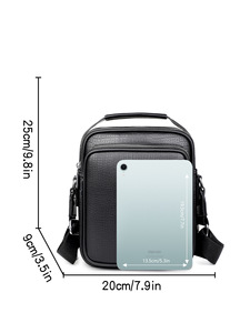 New Vintage Style Saro Men's PU Leather Messenger <b>Bag</b> <b>Small</b> Alligator Pattern Zipper Closure Daily Use <b>Black</b> - Product Image 6
