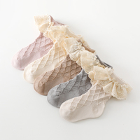 Chaussettes pour bébés filles en coton confortables, style espagnol, mignonnes, avec grand nœud rouge, hauteur cheville, longues, douces et originales pour enfants