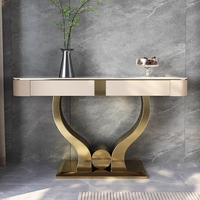 Table d'entrée en bois et métal de style moderne, dessus de couloir, meuble console décoratif pour la maison, hôtel, salon, élégant et contemporain