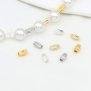 Cuentas espaciadoras de cobre con corte baguette cónico, chapadas en oro de 18K y plata, para la fabricación de pulseras, accesorios de joyería y componentes de manualidades DIY. - Product Image 2