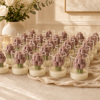 Bouquet de tulipes fait main LF, bougie parfumée à la cire de soja, élégante et romantique, dans un verre transparent, bougie aromatique, bougies parfumées OEM ODM