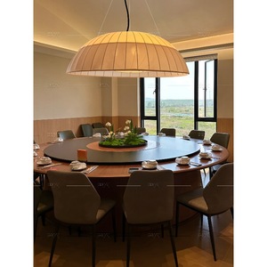 Modern Chinese Style Chandelier Round White Led <b>Light</b> 50cm 60cm 80cm Diameter Zen Design For <b>Dining</b> Room Living Room - Product Image 3