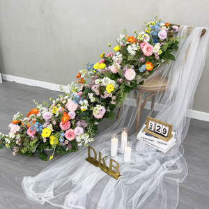 Guirnalda de mesa, hojas de plantas verdes artificiales, camino de flores blancas rosas para decoración de eventos de boda - Product Image 2