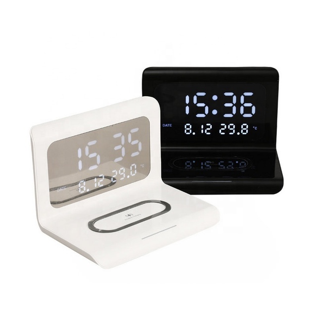 10W Wireless Charger LED Digital Display Alarm Clock Wireless Phone Charging Calendar Temperature Display Phone Charger