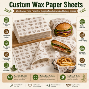Carta per Rivestimento Cestini Alimentari, Antigrasso, con Logo Personalizzato Stampato, per Negozi di Hamburger, Ristoranti, Caffè e Diner - Product Image 6