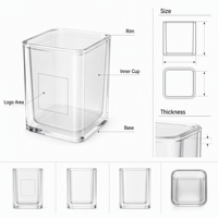 Mini poubelle de bureau en acrylique transparente personnalisée avec gobelet amovible, logo OEM, bord rond, pour unité de bureau