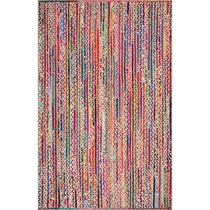 Tapis en jute tressé écologique, rayé multicolore, rectangulaire, pour salon, disponible à prix abordable - Product Image 4