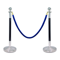 Poteau de guidage rétractable de luxe personnalisé en acier inoxydable avec corde bleue pour la gestion des files d'attente et le contrôle des foules