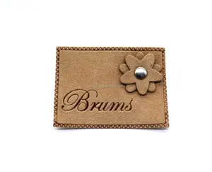 Custom Embossed Brand Name Logo Jeans Back Leather Patches Sewing On Backing For Leather Labels