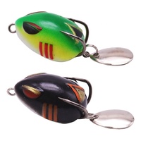 Leurre de surface artificiel en forme de grenouille ovale lisse, motif rayures verticales, avec un seul spinner rotatif, pour la pêche en eau douce