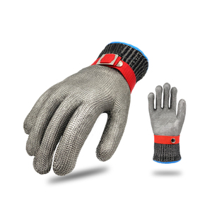 Gants de sécurité anti-coupure niveau 9 <span class=keywords><strong>en</strong></span> <span class=keywords><strong>maille</strong></span> d'acier inoxydable 316L pour boucher, abattage, découpe de viande et pêche - Product Image 6